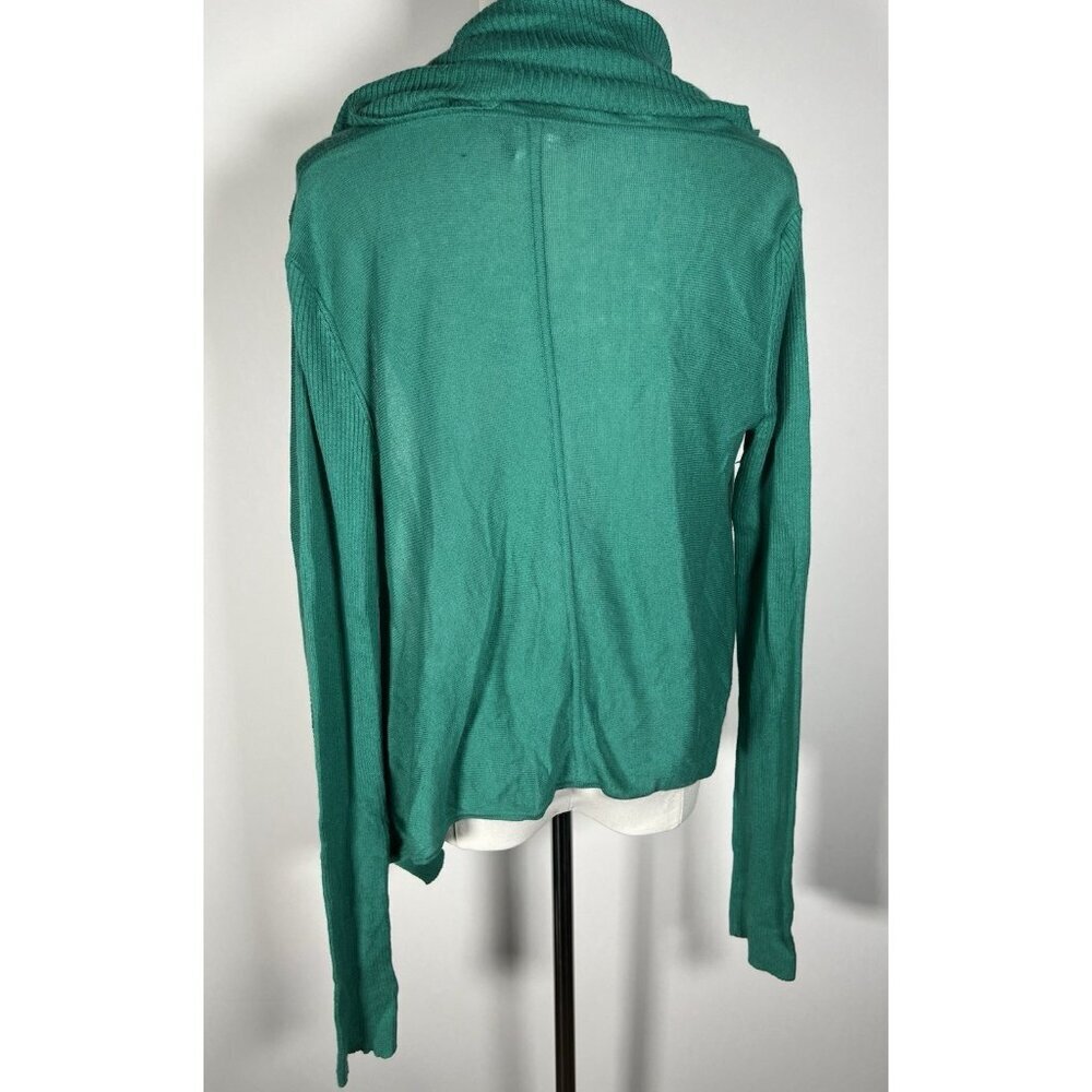 Vintage Y2K BCBG MaxAzria green shawl open cardigan M cotton cashmere - Picture 3 of 8